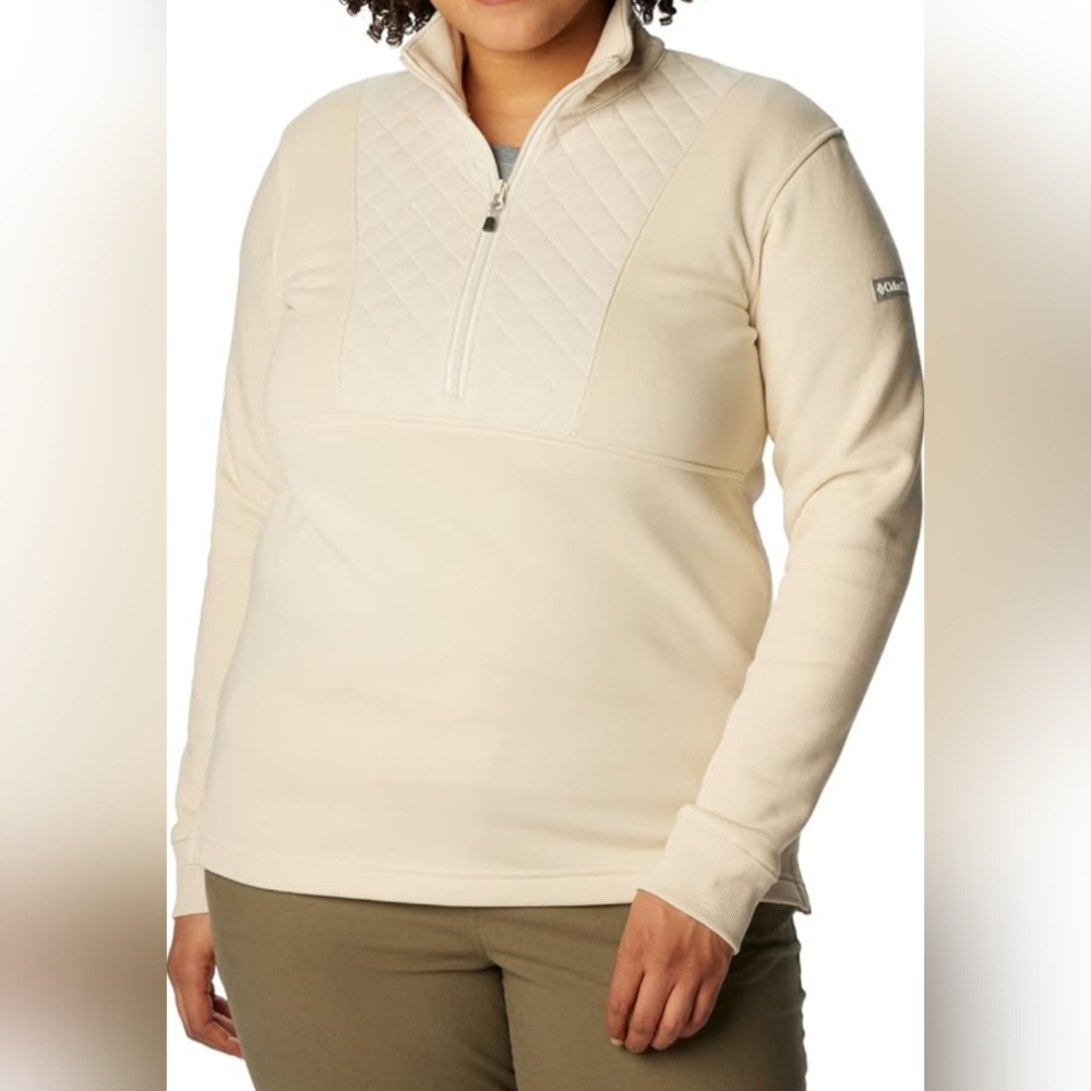 COLUMBIA Quilted Fleece 1/2 Zip Pullover Sweater